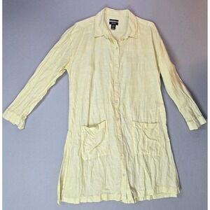 Jones and Co Linen Dress Medium Button Front Oversized‎ Tunic Pockets Summer